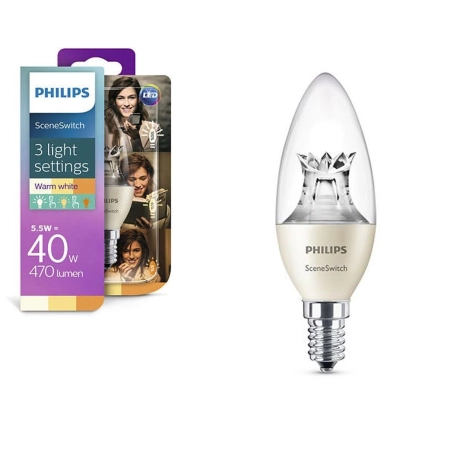 Żarówka PHILIPS 5,5W=40W LED E14 SceneSwitch
